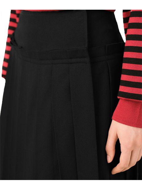Gonna midi plissettata in serge di lana. Ami Paris | USK483.WV0211001 BLACK